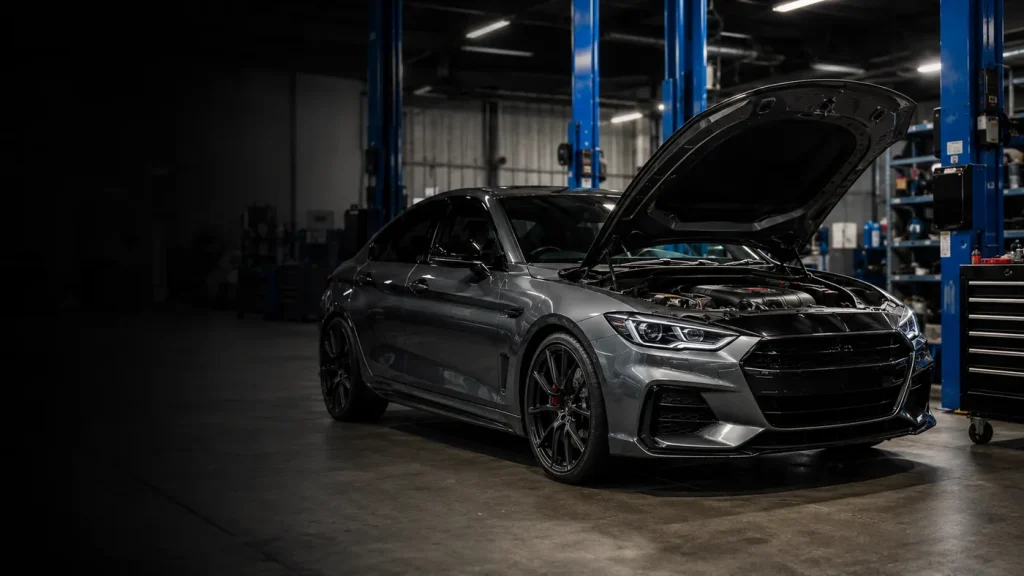 Modern car inside the ACE Automotive Services mechanic workshop