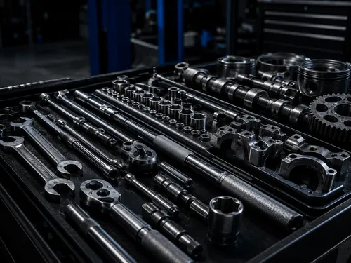Professional automotive tools and engine components at ACE Automotive Services